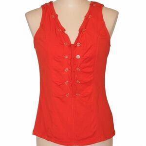 Pilcro by Anthropologie Red Button-Front Sleeveless Tank Top Size Small
